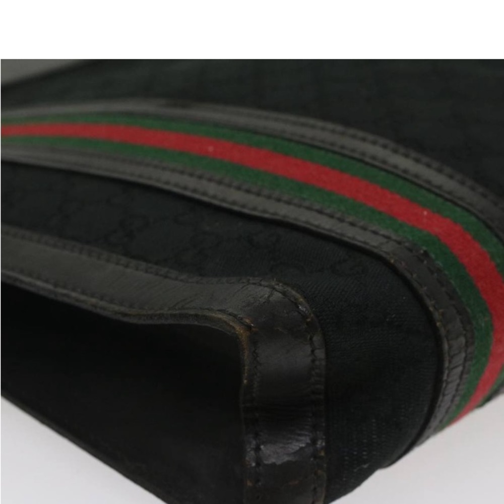 GUCCI GG CANVAS WEB SHERRY LINE TOTE PREOWNED Black/Red/Green - Picture 14 of 15